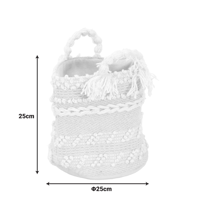Декоративна кошница Fombra памучно тъкана, в екрю нюанс Φ25x25см - Image 2