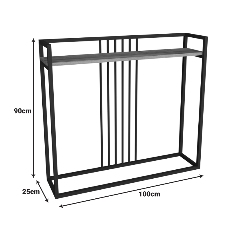 Дъбова конзола Convida с черна метална рамка 100x25x90см - Image 5