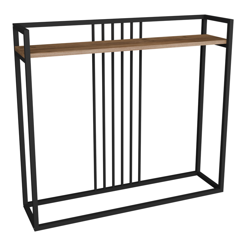Дъбова конзола Convida с черна метална рамка 100x25x90см