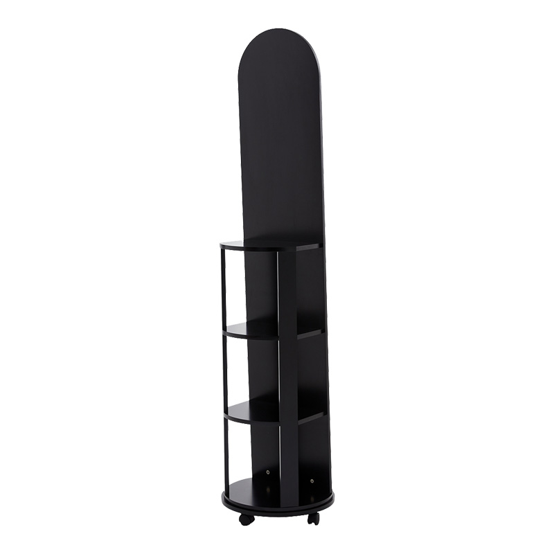 Огледало Espero от MDF с колелца и рафтове в черен цвят Φ34x170 см - Image 2