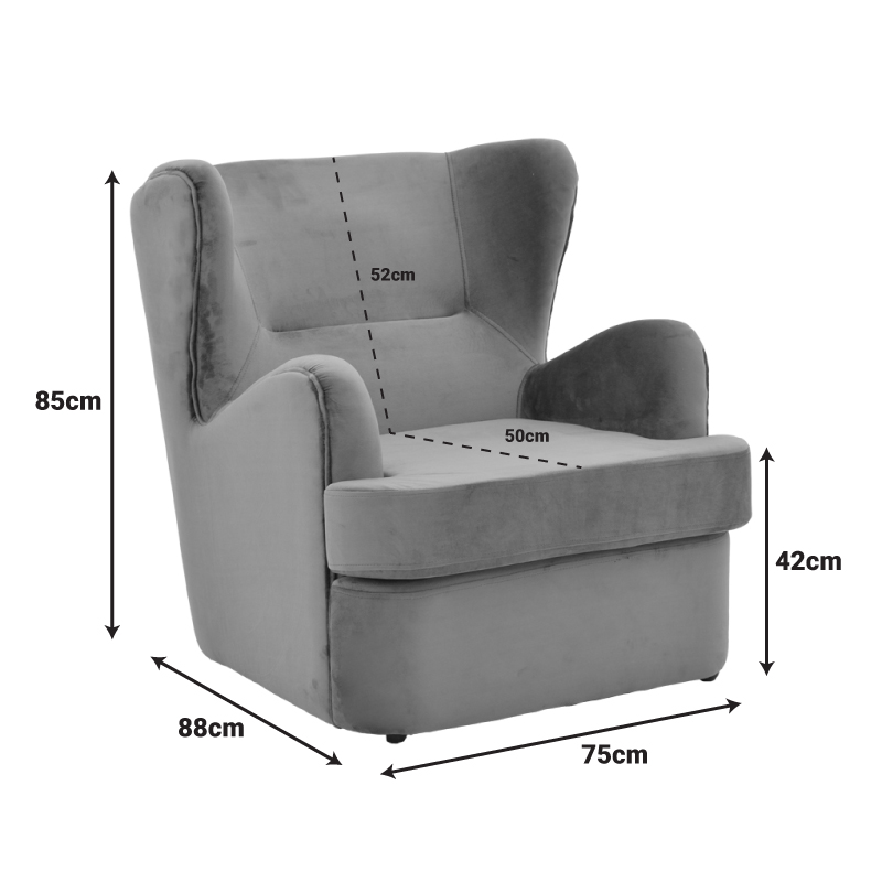 Кадифено кресло Regalo в антрацитен цвят 75x88x85см - Image 8