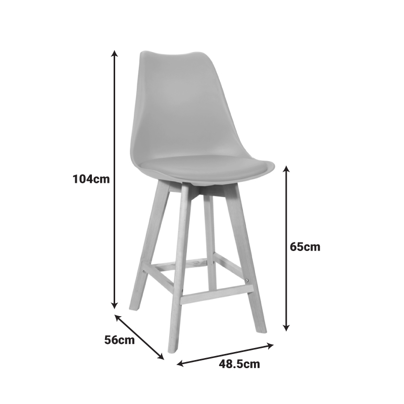 Бар стол Gaston pp-pu в цвят капучино и дървен крак 48.5x56x104см - Image 6