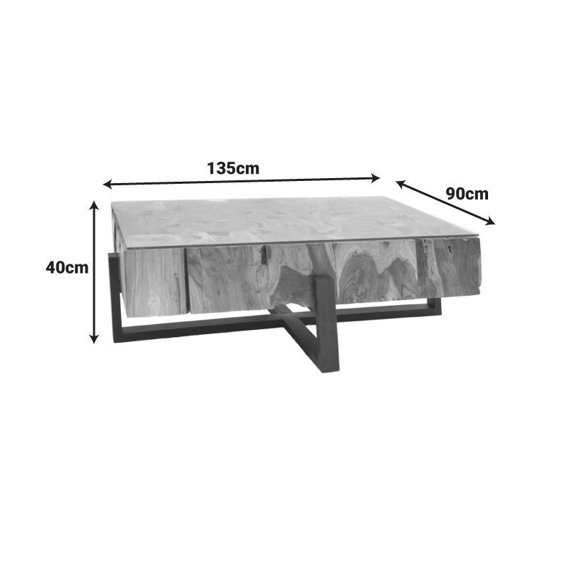 Холна маса Borth от тиково дърво в естествен нюанс 135x90x40см - Image 4