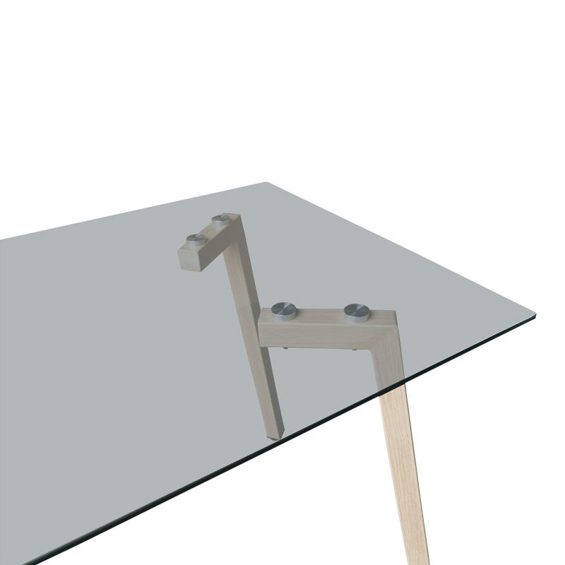Маса Titta със стъклен плот и метални крака в естествен цвят 120x70x75см - Image 4