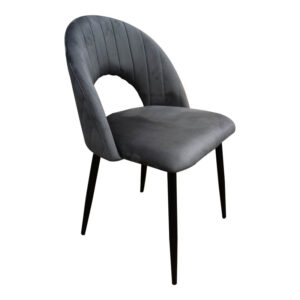 Стол Lovingo антрацит кадифе с черни метални крака 50x47x85.5см