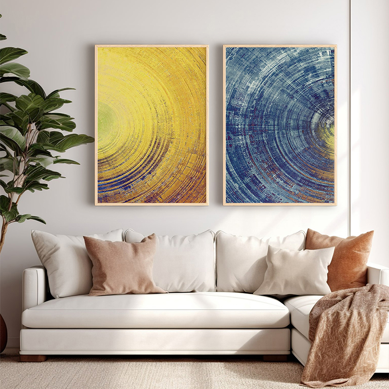 Диптих картина Yeloblu с дигитален печат и рамка 33x1.5x48см