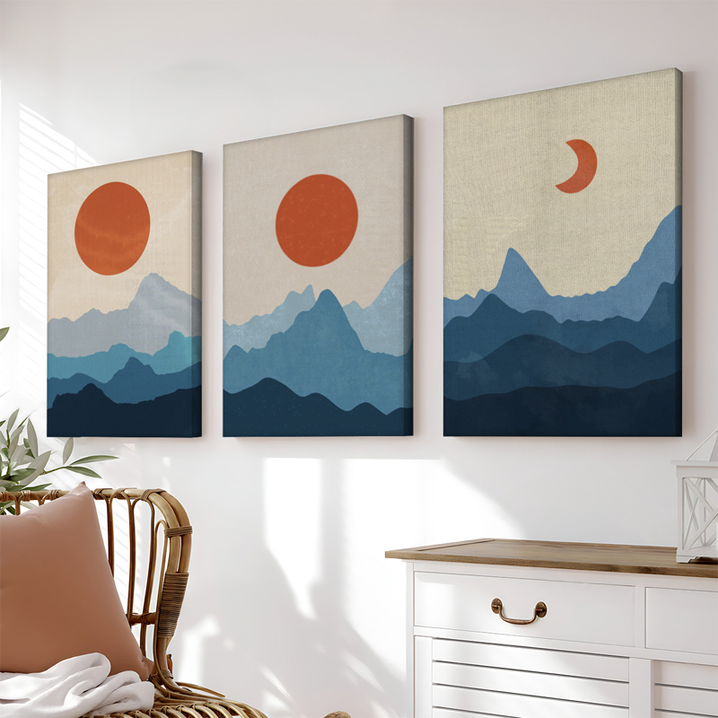 Voriel картина върху платно, триптих с дигитален печат и рамка 40x2x60см