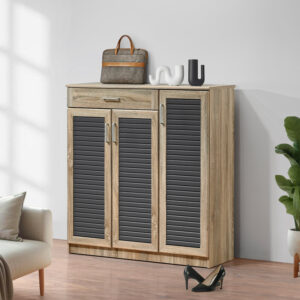 Шкаф за обувки Sante 30 чифта в цвят сонома-антрацит 120x37x123см