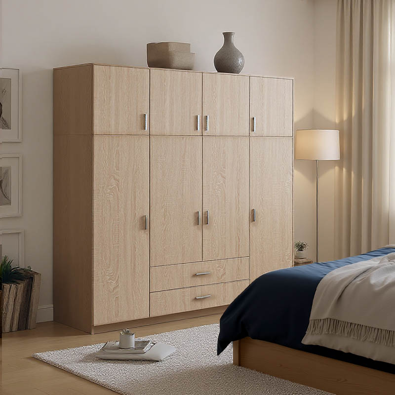 Гардероб Royal с четири крила, чекмеджета и Sonoma Loft 200x58x230см