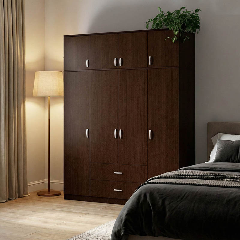 Гардероб Royal с четири врати, чекмеджета и лофт венге 200x58x230см