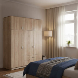 Гардероб Royal с три врати, чекмеджета и тавански изглед sonoma 150x58x230см