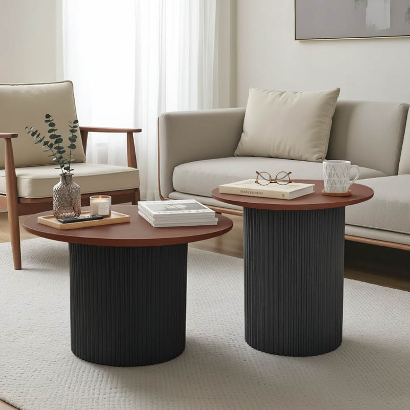 Холни масички Dovel MDF комплект от 2 орехово-черен метал