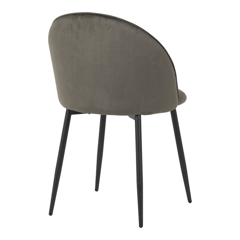 Кадифен стол Perch в антрацитен цвят с черни метални крака 50x43x82см - Image 2