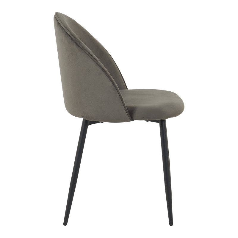 Кадифен стол Perch в антрацитен цвят с черни метални крака 50x43x82см - Image 3