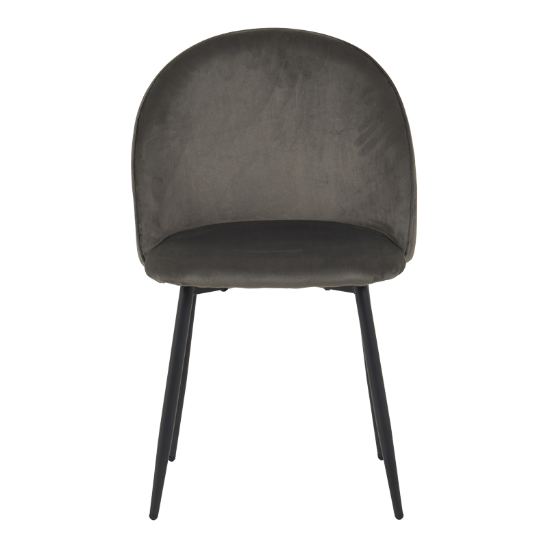 Кадифен стол Perch в антрацитен цвят с черни метални крака 50x43x82см - Image 4