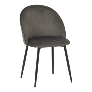 Кадифен стол Perch в антрацитен цвят с черни метални крака 50x43x82см