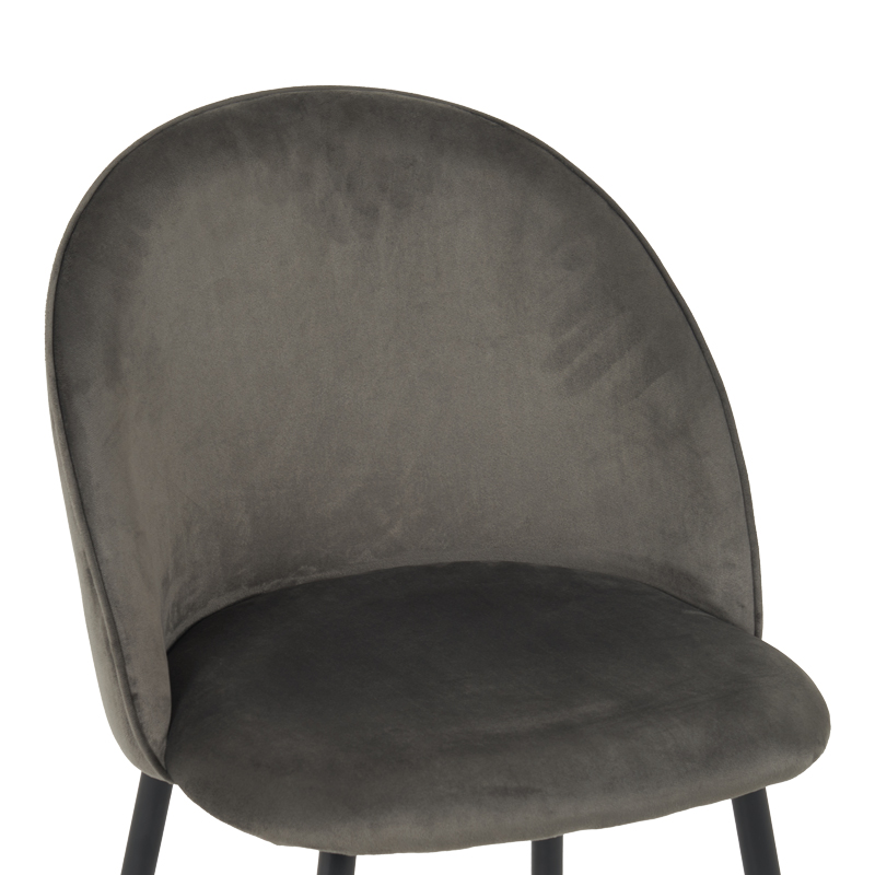 Кадифен стол Perch в антрацитен цвят с черни метални крака 50x43x82см - Image 5