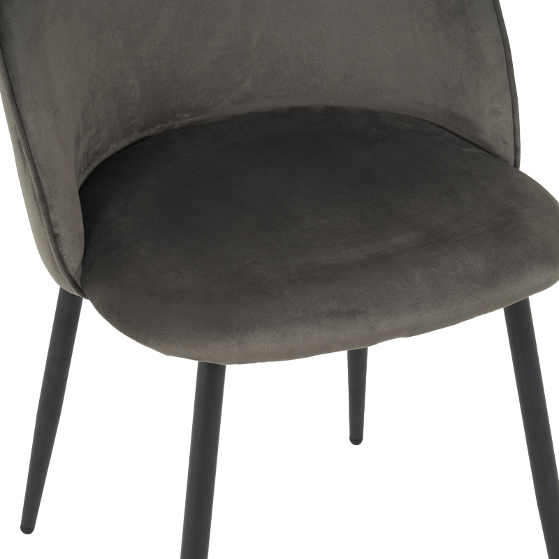 Кадифен стол Perch в антрацитен цвят с черни метални крака 50x43x82см - Image 6