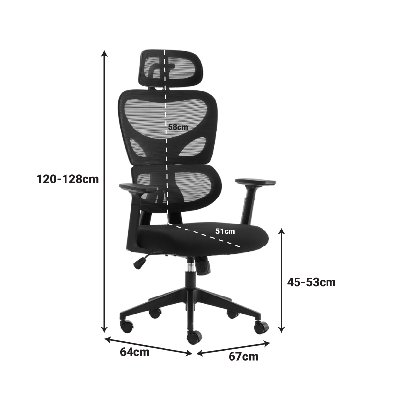 Мениджърски офис стол Cadrey mesh черен, 67x64x120-128 см - Image 11