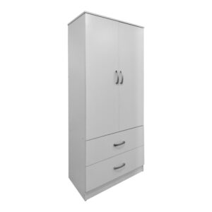 Двукрилен гардероб с 2 чекмеджета Athos в бяло 80x42x180см
