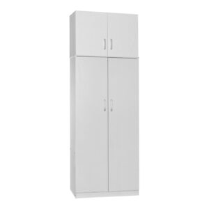 Двукрилен гардероб и тавански шкаф Athos в бяло 80x42x240см