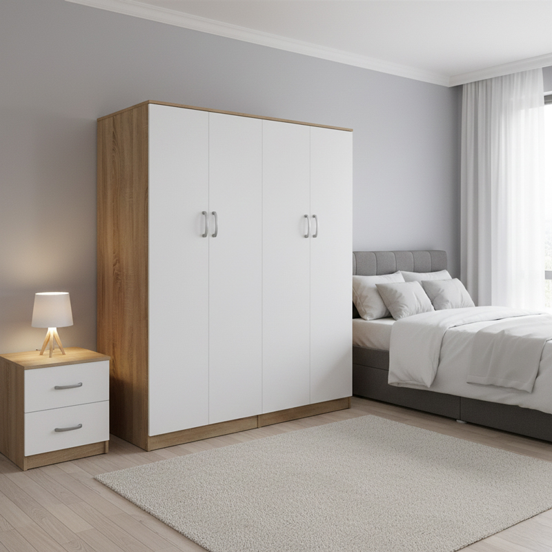 Гардероб с четири врати Athos I sonoma-white 160x42x180см