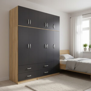 Гардероб с пет врати и таванско помещение Athos sonoma-antracit 170x42x240см