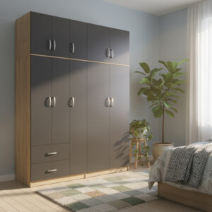 Гардероб с пет врати и таванско помещение Athos I sonoma-antracit 170x42x240см