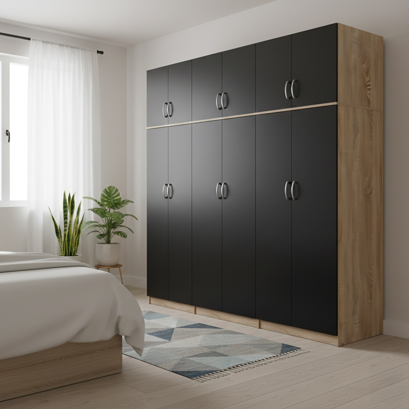 Гардероб с шест врати и таванско помещение Athos II sonoma-antracit 240x42x240см