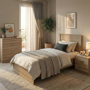 Спален комплект Athos Sonoma с легло 90x190 см, комплект от 3 части