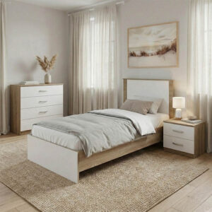 Комплект за спалня Athos Sonoma White с легло 90x190 см, 3 части