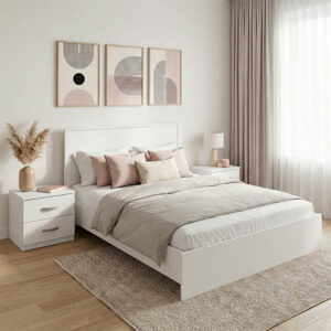 Спален комплект Athos White с легло 140x200 см, 3 части