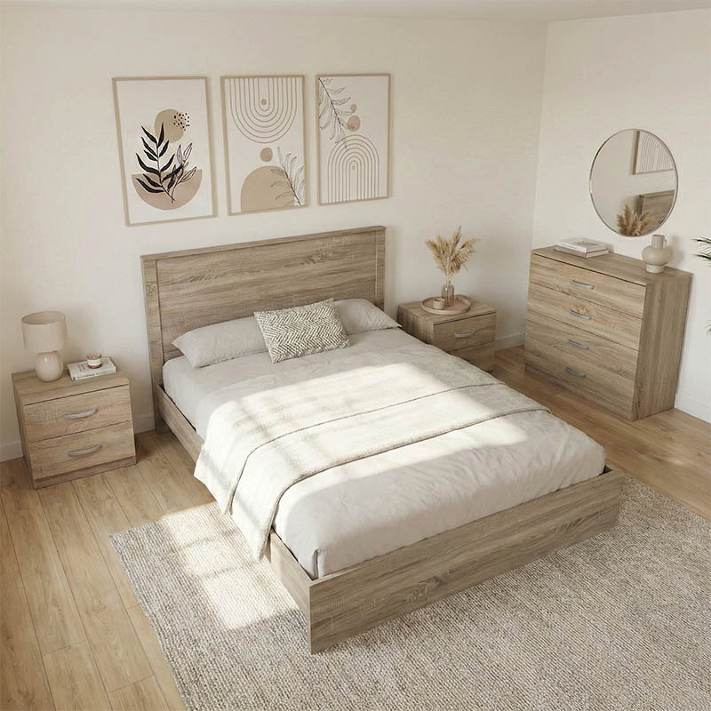 Спален комплект Athos Sonoma с легло 140x200 см, 4 части