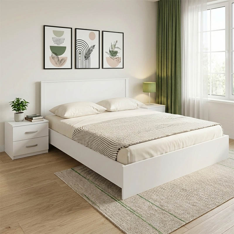 Спален комплект Athos White с легло 160x200 см, комплект от 3 части