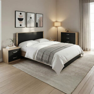 Комплект за спалня Athos Sonoma Charcoal с легло 160x200 см, 4 части
