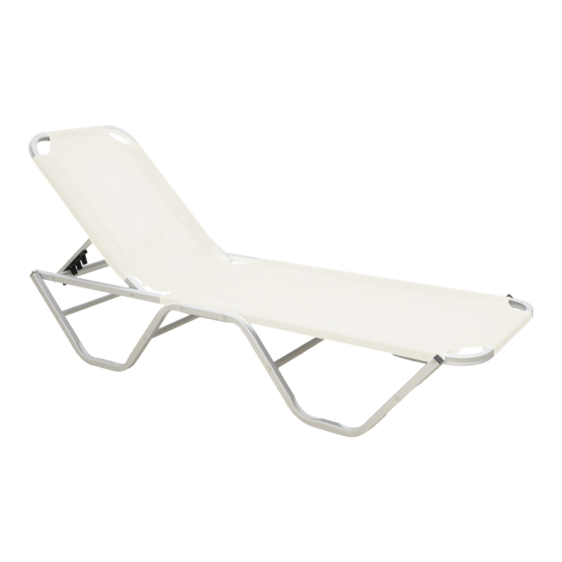 Dessie алуминиев подреждащ се шезлонг, екрю 59.5x195x29.5см