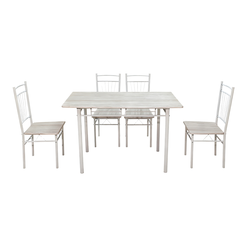 Трапезна маса Roza комплект от 5 части MDF sonoma с метални бели крака 110x60x75см - Image 2