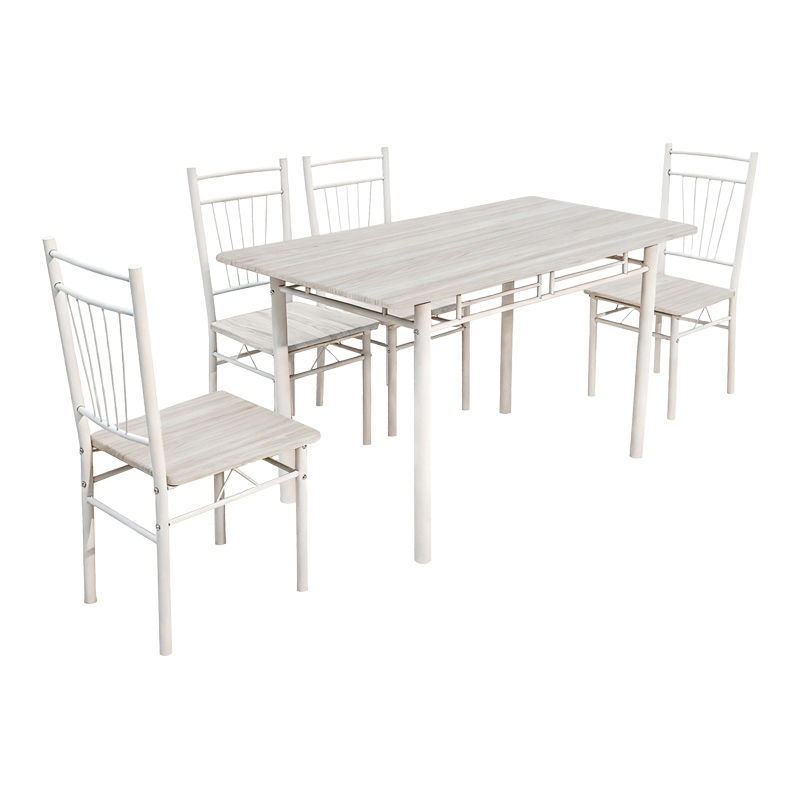 Трапезна маса Roza комплект от 5 части MDF sonoma с метални бели крака 110x60x75см