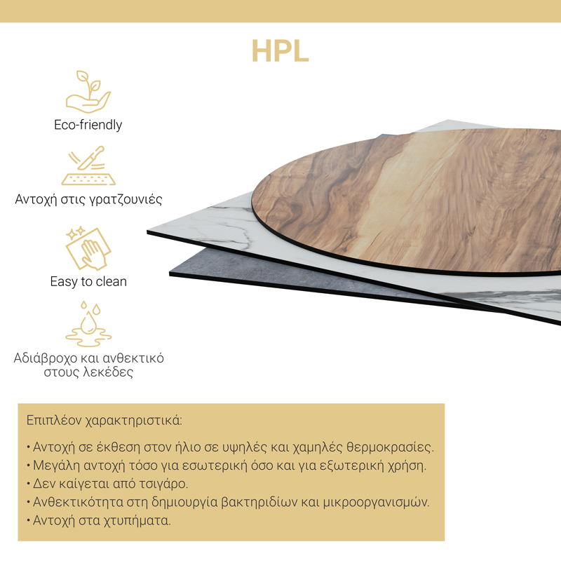 Плот за маса Relian HPL, черен мрамор, Φ69см, дебелина 12мм - Image 2