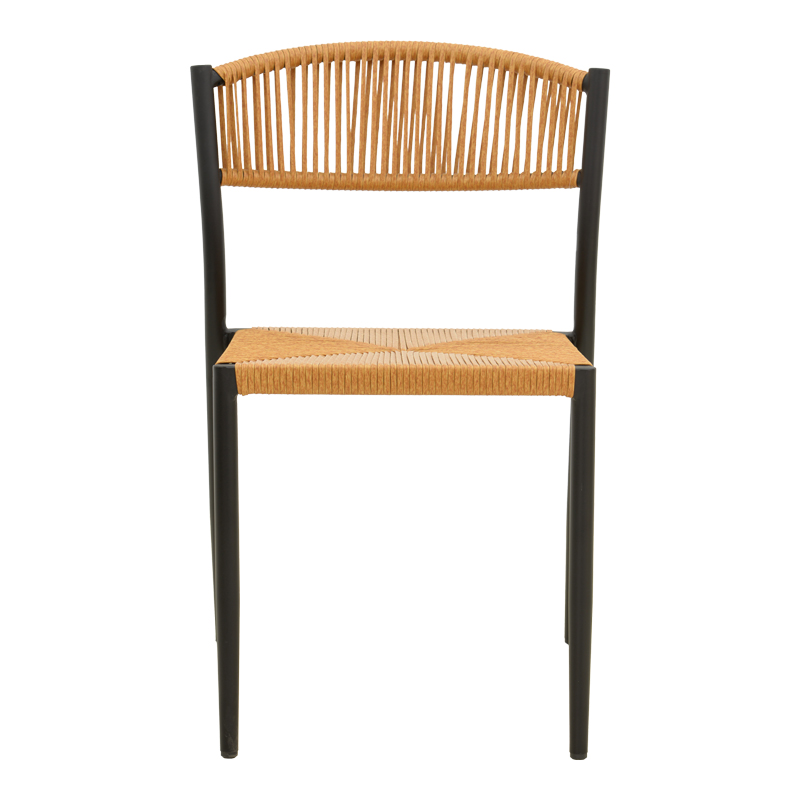 Стифиращ се стол Cura алуминий в черно - PE ратан в естествен нюанс, 53x59x78 см - Image 5