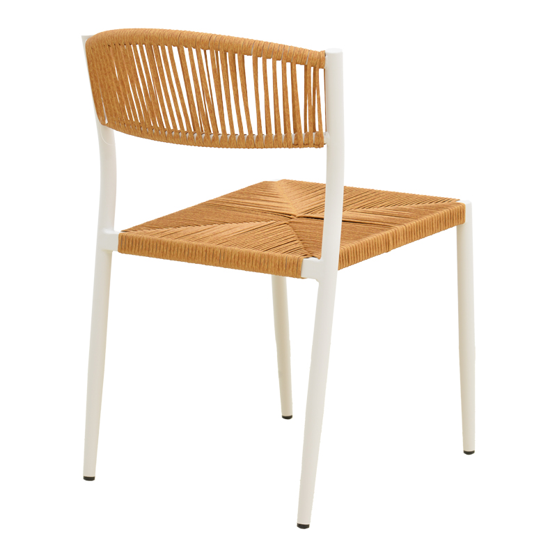 Стифиращ се стол Cura алуминий в бяло - PE ратан в естествен нюанс 53x59x78см - Image 3
