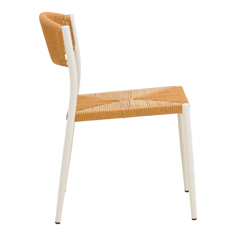 Стифиращ се стол Cura алуминий в бяло - PE ратан в естествен нюанс 53x59x78см - Image 4