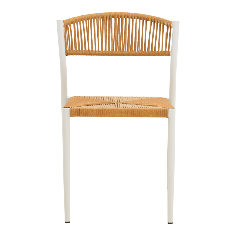 Стифиращ се стол Cura алуминий в бяло - PE ратан в естествен нюанс 53x59x78см - Image 5