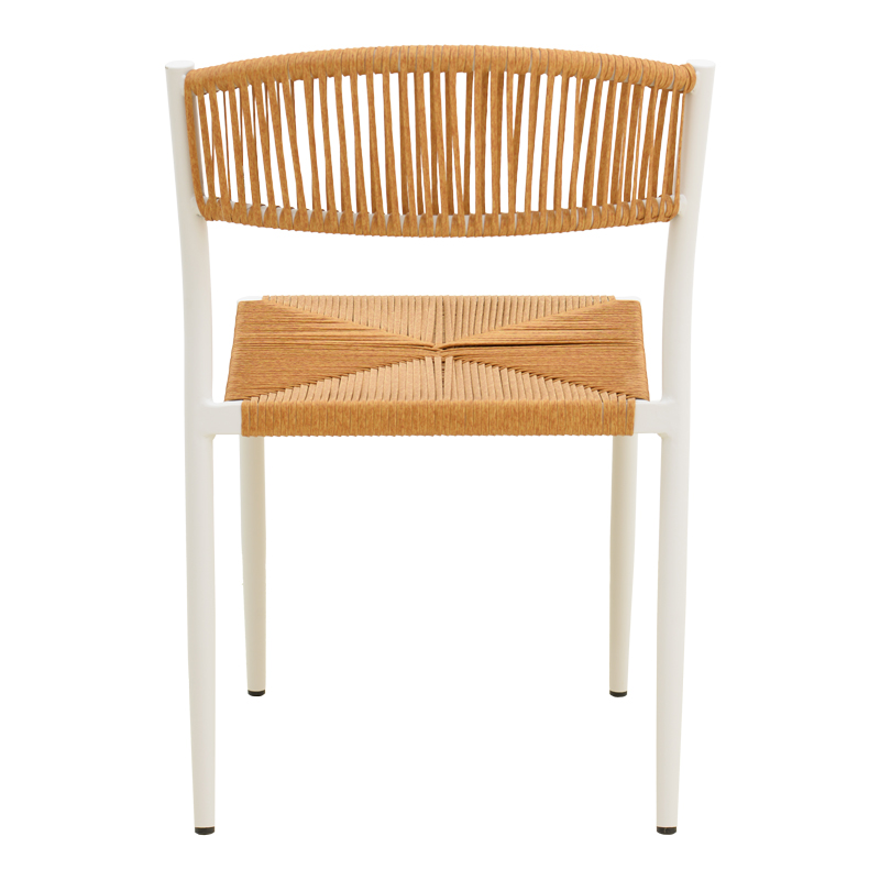 Стифиращ се стол Cura алуминий в бяло - PE ратан в естествен нюанс 53x59x78см - Image 6