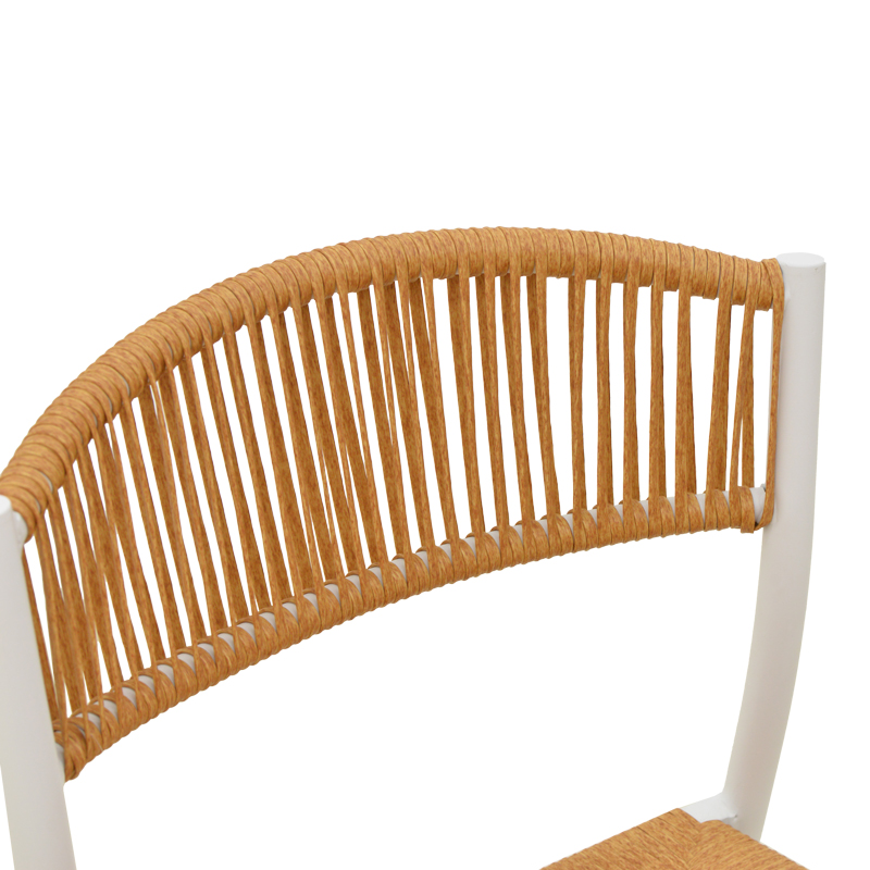 Стифиращ се стол Cura алуминий в бяло - PE ратан в естествен нюанс 53x59x78см - Image 7
