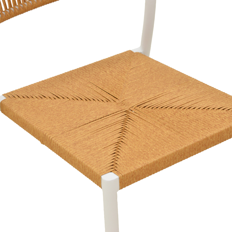 Стифиращ се стол Cura алуминий в бяло - PE ратан в естествен нюанс 53x59x78см - Image 8