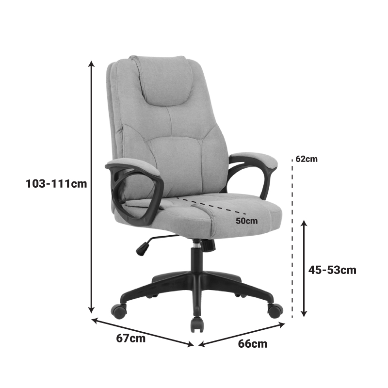 Директорски офис стол Kamora антрацитен плат, 66x67x103-111 см - Image 6