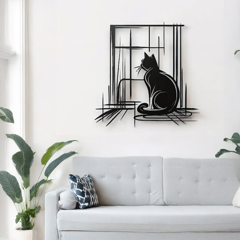 Стенна декорация Caten черен метал 50x1.5x50см - Image 2