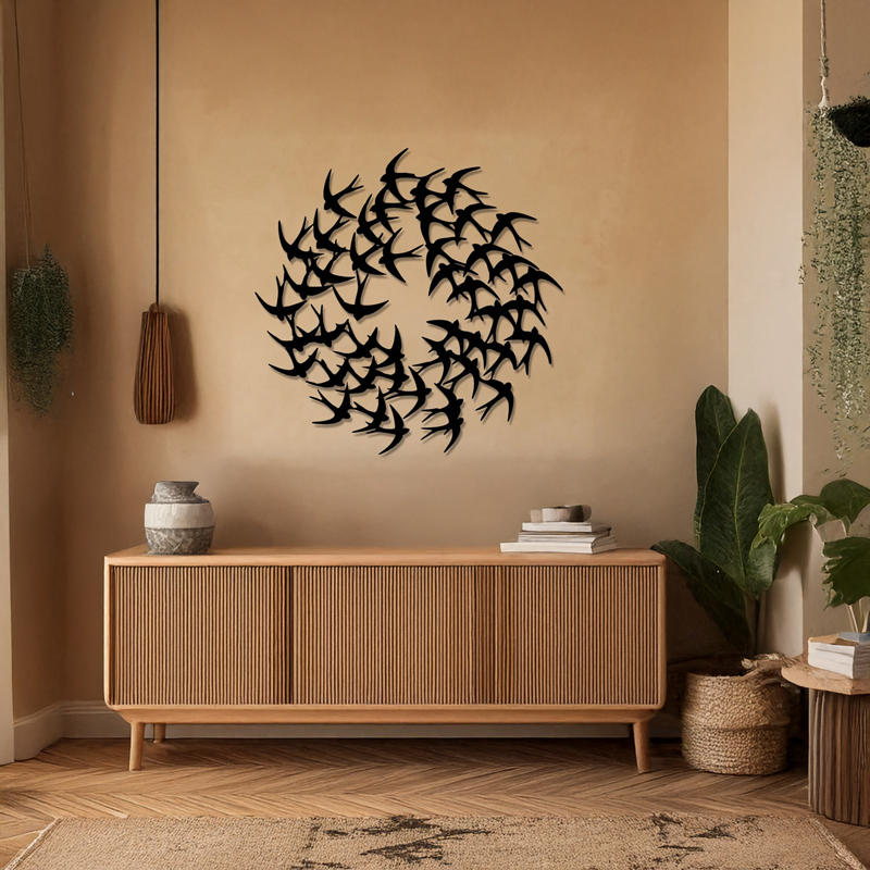 Декорация за стена Swarm черен метал Φ50x1.5см - Image 2