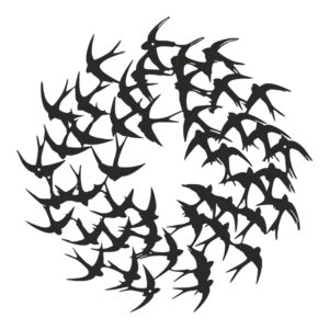 Декорация за стена Swarm черен метал Φ50x1.5см